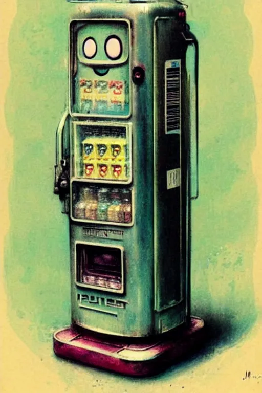 Image similar to ( ( ( ( ( 1 9 5 0 s robot vending machine. muted colors. ) ) ) ) ) by jean - baptiste monge!!!!!!!!!!!!!!!!!!!!!!!!!!!!!!