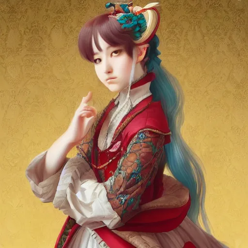 Prompt: a beautiful portrait of hatsune miku as a 1 6 th century noblewoman, fantasy, intricate, elegant, highly detailed, digital painting, artstation, concept art, matte, sharp focus, illustration, luminist and baroque style