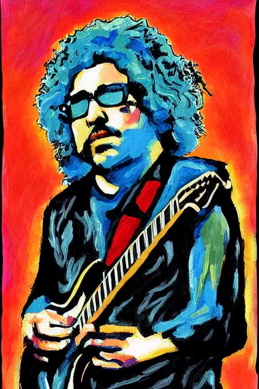 Image similar to Poster artwork, painting of Jerry Garcia by Bob Dylan