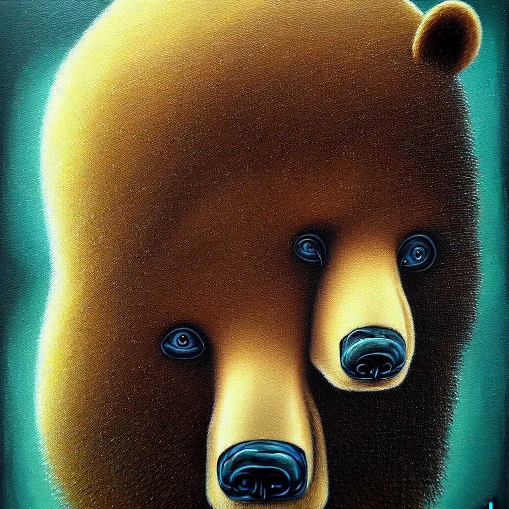 Image similar to a beautiful 3d closeup portrait painting a bear, in the style of alexander jansson, symmetry, fantasy, sharp and focused, high definition .