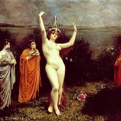 Prompt: persephone as goddess of death, by alfred stevens