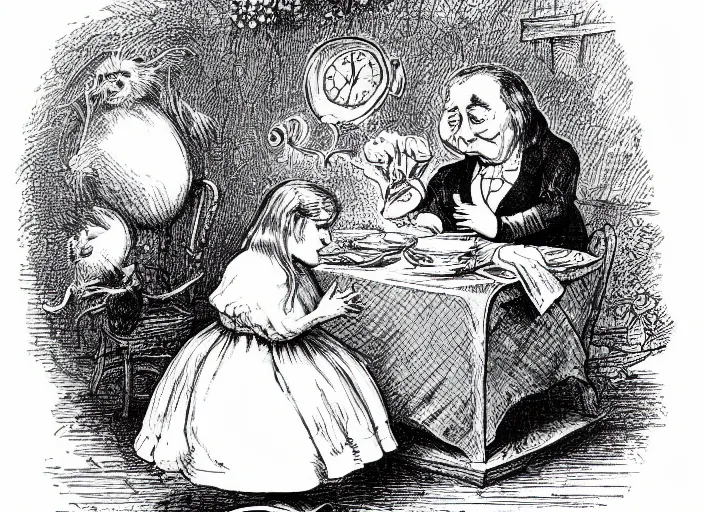 Image similar to Tenniel illustration of Alice in Wonderland Lewis Carrol