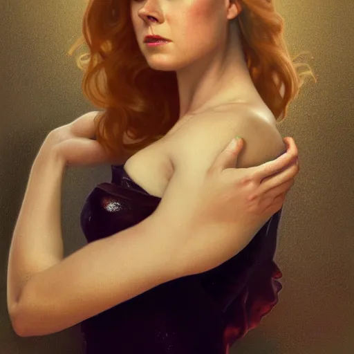 Prompt: Amy Adams showing an apple, realistic, digital painting, portrait, elegant, cinematic lighting, mysterious, highly detailed, artstation, concept art, illustration, smooth, sharp focus, editor's pickup, trending on artstation, trending on deviantart, alphonse mucha, WLOP