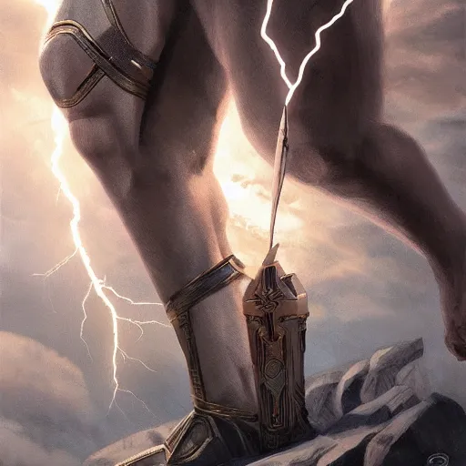 Image similar to benjamin netanyahu as the greek god of lightning, lightning bolts, highly detailed, ultra clear, by artgerm and greg rutkowski