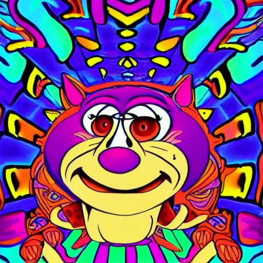 Image similar to ren and stimpy psychedelic dmt trip