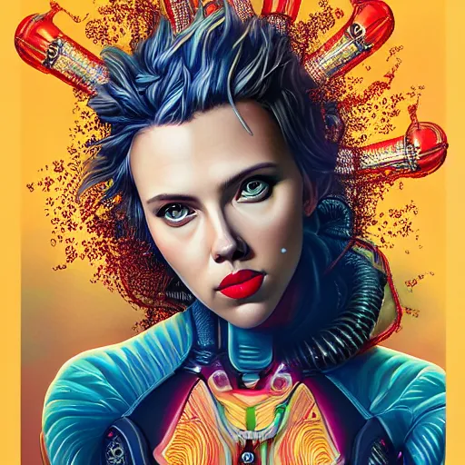 Prompt: Biopunk portrait of Scarlett Johansson, by Tristan Eaton Stanley Artgerm and Tom Bagshaw.