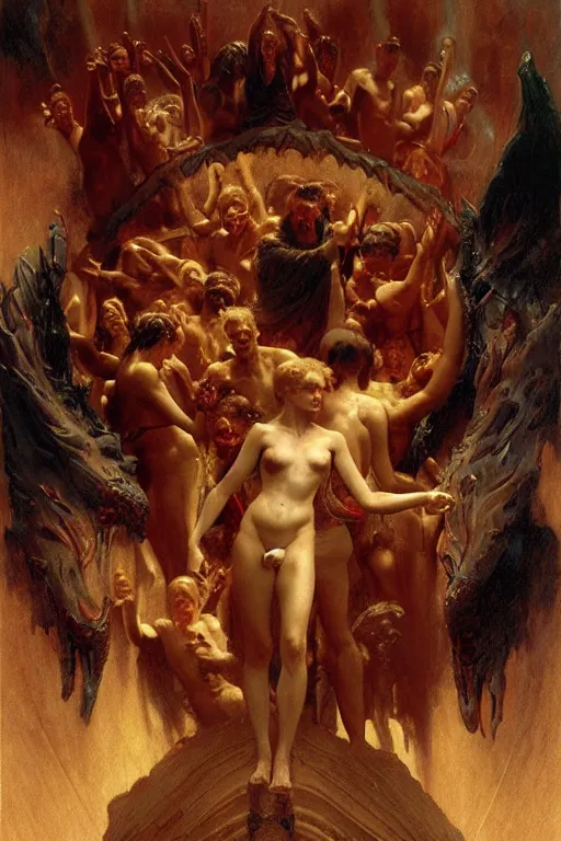 Image similar to the seventh circle of hell from dante's divine comedy. highly detailed painting by gaston bussiere, craig mullins, j. c. leyendecker 8 k