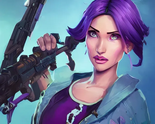 Prompt: beautiful female purple hair dagger symmetrical face eyes full length fantasy art apex fortnite Video game icon, 2d game art gta5 cover , official fanart behance hd artstation by Jesper Ejsing, by RHADS, Makoto Shinkai and Lois van baarle, ilya kuvshinov, rossdraws