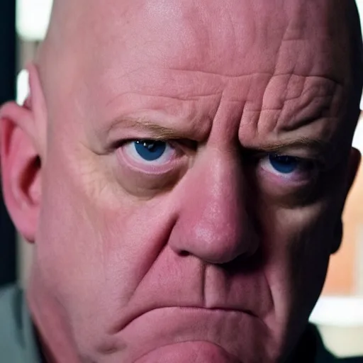 Prompt: angry!!!!!!!!!! hank schrader looking at the camera, still from breaking bad, close - up, 4 k, 8 k, hd quality, high quality, hyperdetailed