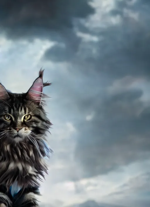 Image similar to film still of a Maine Coon as Doctor Strange in Avengers Endgame, 4k