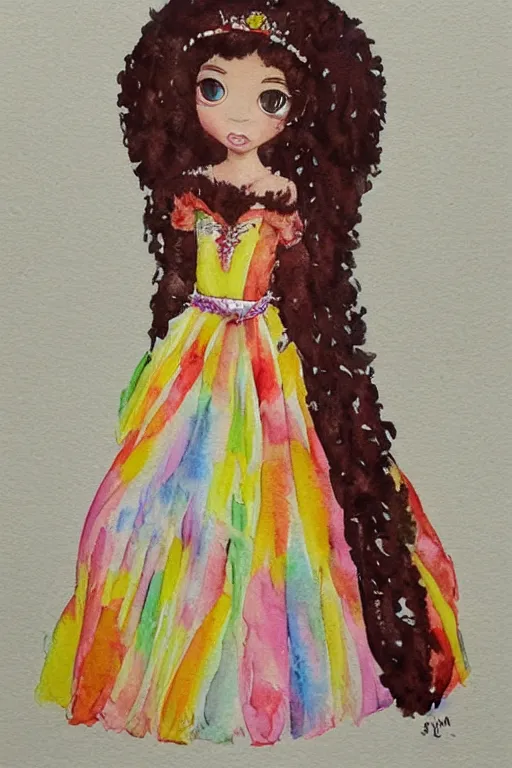 Prompt: lion themed princess dress design, watercolor