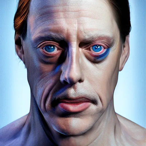 Image similar to hyperrealistic mixed media image of steve buscemi as superman, stunning 3 d render inspired art by xiang duan and thomas eakes, perfect facial symmetry, immaculate complexion, realistic, highly detailed attributes and atmosphere, dim volumetric cinematic lighting, 8 k octane detailed render, post - processing, masterpiece,