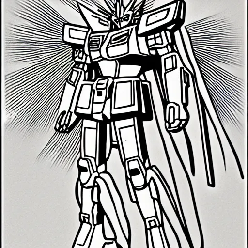 Prompt: Gundam coloring sheet.