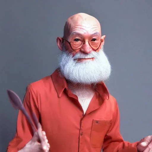 Prompt: a realistic photo of master roshi from dragon ball, as a real human