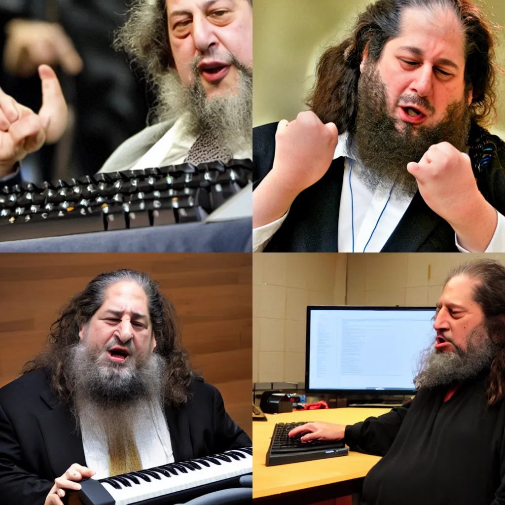 Prompt: Richard Stallman angrily smashing his keyboard