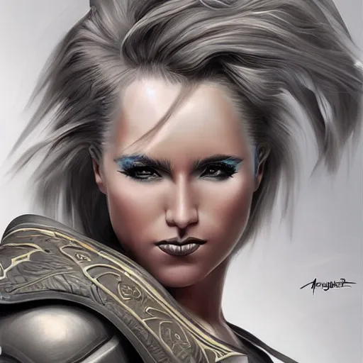 Image similar to an amazing masterpiece of art by artgerm, female american gladiator