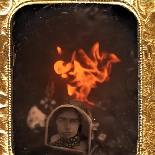 Image similar to tintype photo, underwater, circus tent on fire