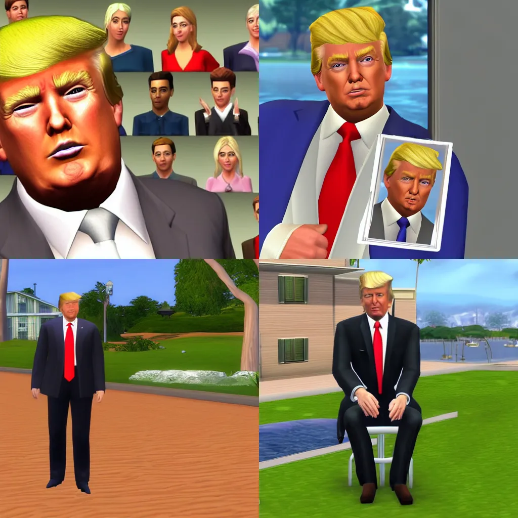 Prompt: Donald Trump as a Sim in Sims 3