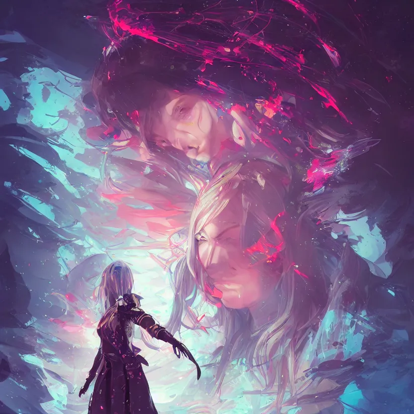 Image similar to an # illustration of a non - ordinary girl of # magic the gathering, # digital 2 d, # sci - fi, # psychedelic, # fututistic, by yoshitaka amano and alena aenami, trending on artstation, nvidia, matte painting, unreal engine