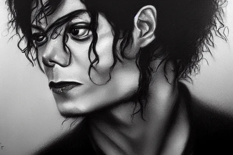 Image similar to michael jackson in the style of casey baugh,