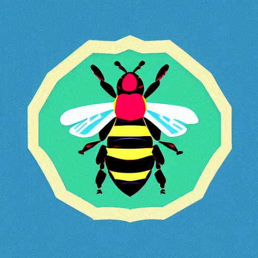 Prompt: icon of a bee doing science, colored pencils, low poly render, vector art, flat colors, by eric carle