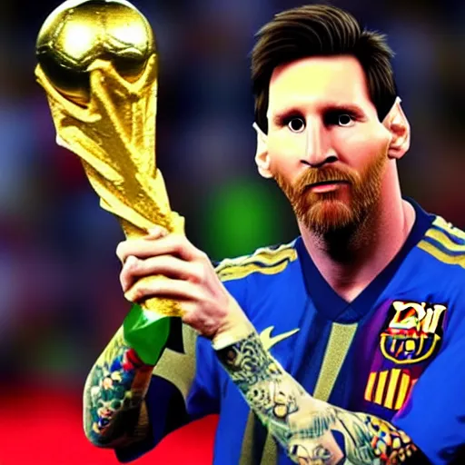 Lionel Messi holding the Fifa World Cup | Stable Diffusion | OpenArt