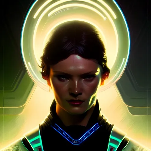 Image similar to tron legacy angel, diffuse lighting, hyper realistic, elegant, concept art, intricate, hyper detailed, smooth, sharp focus, illustration, trending on artstation, art by greg rutkowski and james gurney and alphonse mucha