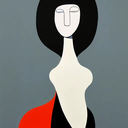 Image similar to A abstract painting in the style of HILDEGARDE HANDSAEME and Gary Hume, portrait of beautiful woman, clean black outlines, modern chic colours