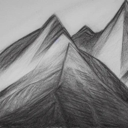 charcoal pencil sketch of mountains, lower third, high | Stable Diffusion