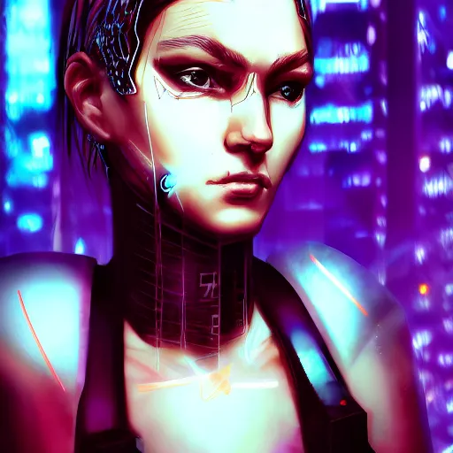 Image similar to cyberpunk girl close up portrait