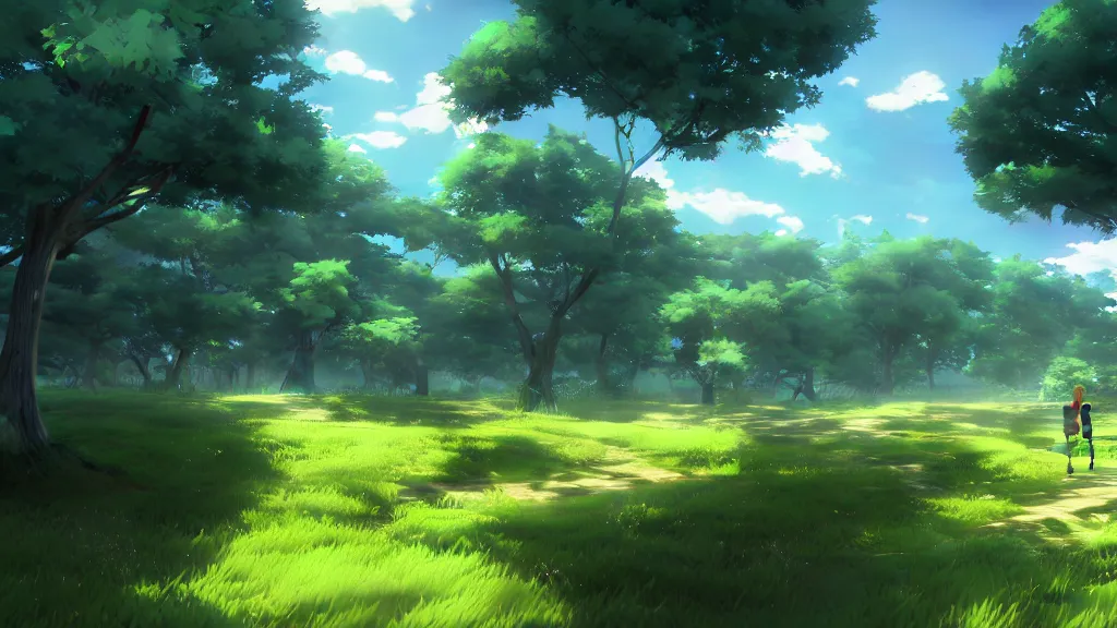 Image similar to beautiful nature scenery by makoto shinkai