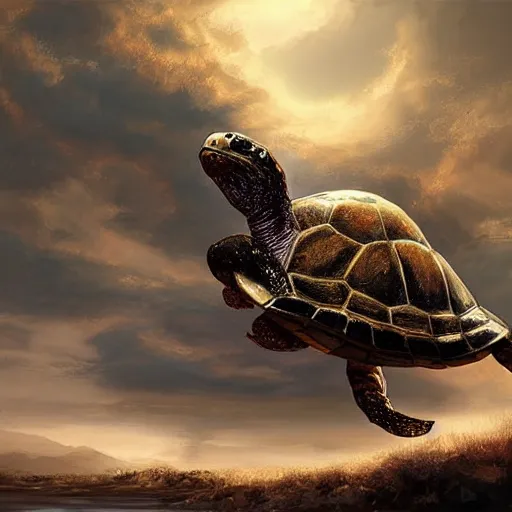 Image similar to kobe byrant riding on a turtle in heaven, amazing digital art, amazing detail, fantasy art, artstatiom, cgsociety, epic art