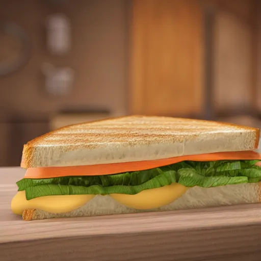 Image similar to a cheese sandwich on a wooden table, award winning, trending on artstation, unreal engine