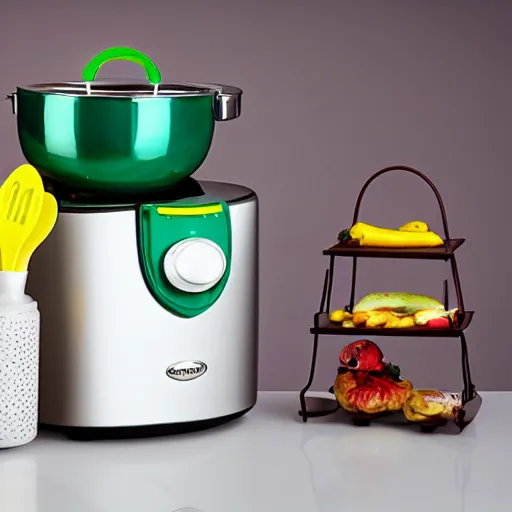 Image similar to a collection of bizzare unnecessary kitchen appliances