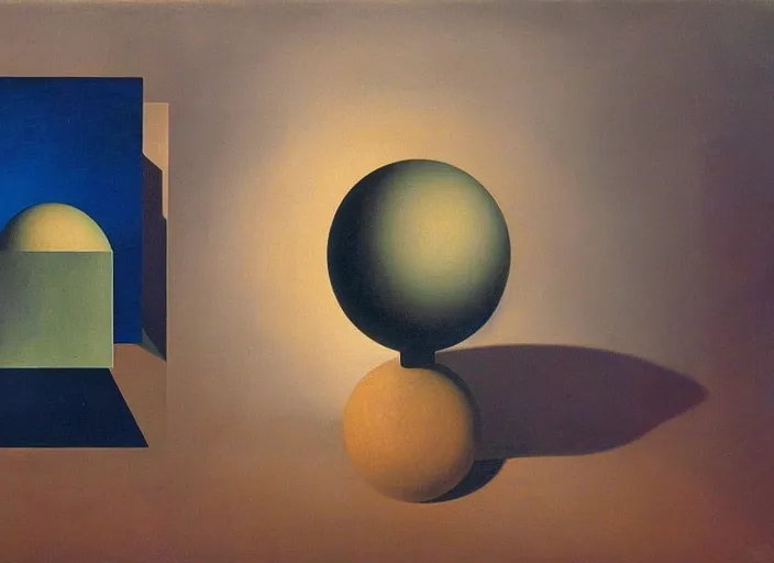 Image similar to the study of a spherical pagan cube and occult background by salvadore dali and rene magritte