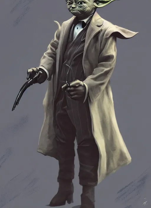 Prompt: !dream Yoda wearing a Peaky Blinders suit, elegant, digital painting, concept art, smooth, sharp focus, illustration, from StarCraft by Ruan Jia and Mandy Jurgens and Artgerm and William-Adolphe Bouguerea