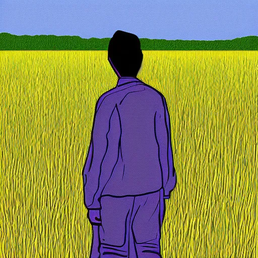 Image similar to digital drawing of a man in a field by murugiah