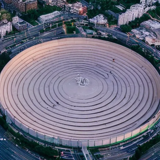 Prompt: giant dish in the middle of a city