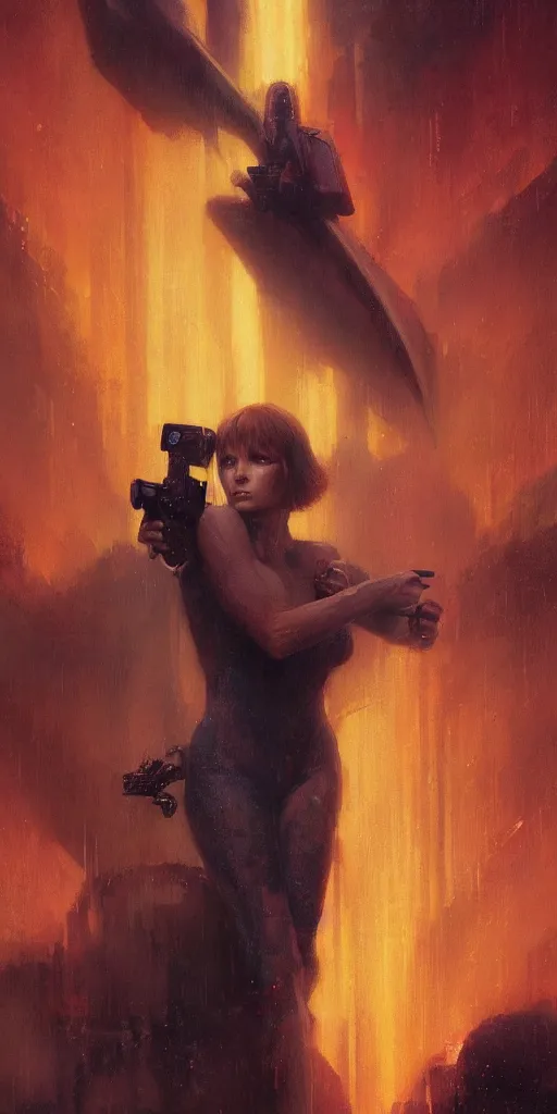 Image similar to epic masterpiece Blade Runner 2049 neon, by Edgar Maxence and Ross Tran and Michael Whelan, boris vallejo, frank frazetta