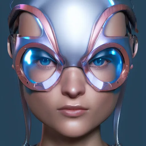 Image similar to 3 d zbrush render, refractions of beautiful cyborg girl in the style of arcane, full round face, biomechanical details, window reflections, wlop, ilya kuvshinov, artgerm, krenz cushart, greg rutkowski