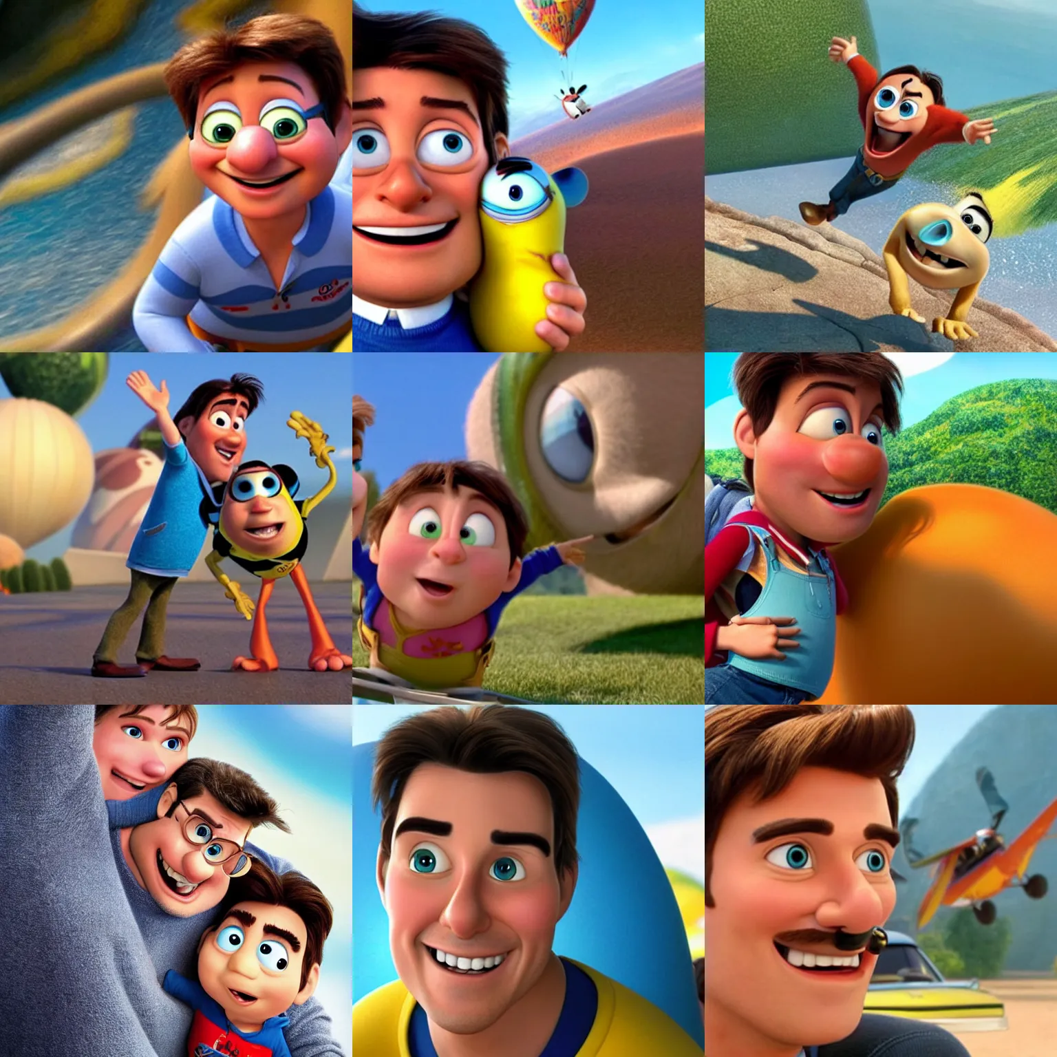 Image similar to Tom Cruise as seen in Disney Pixar's Up (2009) 👀