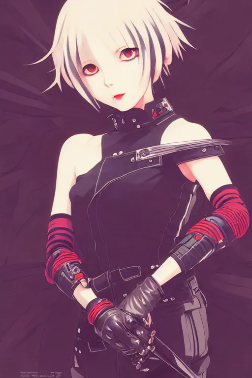 Image similar to ilya kuvshinov anime illustration of reol, last exile,, murata range, fine detail, perfect anime face, dramatic lighting, dynamic composition, moody, art deco, cel shading, vivid, stippled lighting, rich texture, yoshinari yoh, alphonse mucha, takashi murakami, colorful