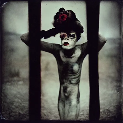 Image similar to kodak portra 4 0 0, wetplate, photo of a surreal artsy dream scene, horror, animal, carneval, grotesque, photographed by paolo roversi style