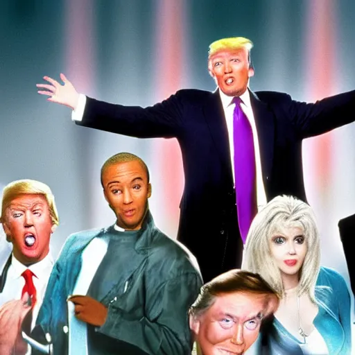 Prompt: donald trump starring in a wacky 9 0 s comedy movie, movie still