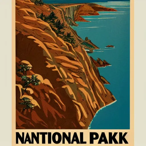 Prompt: vintage national park poster for mars