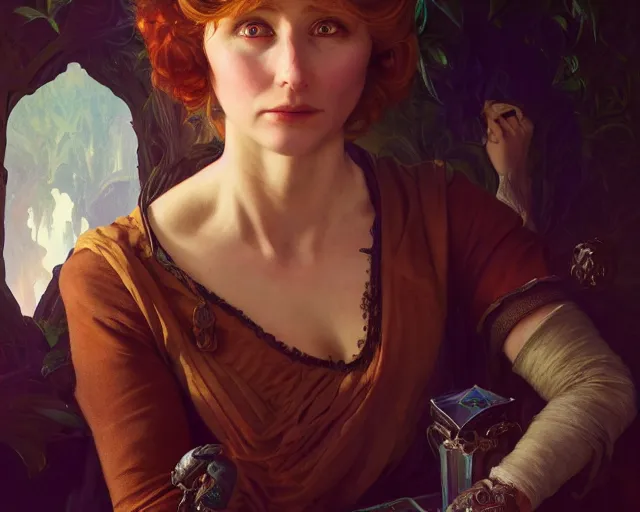 Image similar to photography of cindy sherman, deep focus, d & d, fantasy, intricate, elegant, highly detailed, digital painting, artstation, concept art, matte, sharp focus, illustration, hearthstone, art by artgerm and greg rutkowski and alphonse mucha