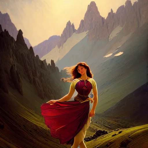 Image similar to of Willow team in Armenia hiking at a weekend and posing with mountains on the background, dark fantasy, medium shot, intricate, ornate, elegant, highly detailed, digital painting, volumetric light, artstation, concept art, smooth, sharp focus, illustration, art by Gil elvgren and charlie bowater and greg rutkowski and alphonse mucha