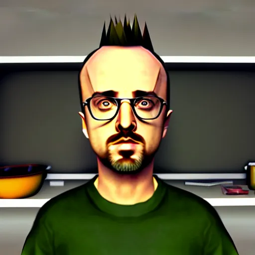 Image similar to jessie pinkman making meth, nintendo 6 4 screenshot, low poly, aliased