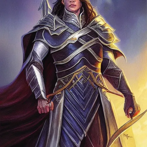 Image similar to Fingolfin before the gates of Angband, Silmarillion, fantasy, concept art, high detail, artist Magali Villeneuve