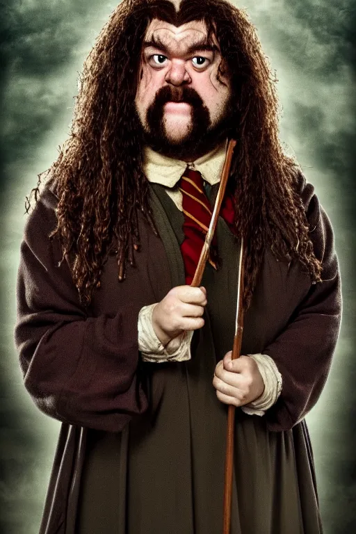 Image similar to hagrid frog face, gryffindor, hogwarts, high details, best composition, harry potter, dramatic pose, 4 k